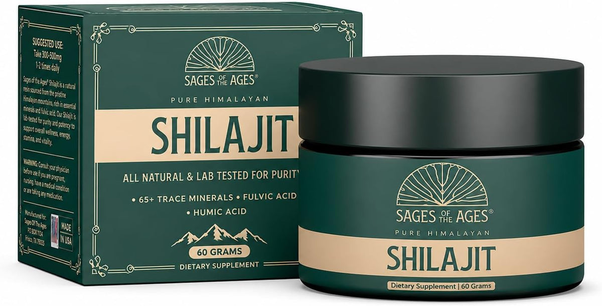 Sages of the Ages pure Himalayan shilajit resin jar