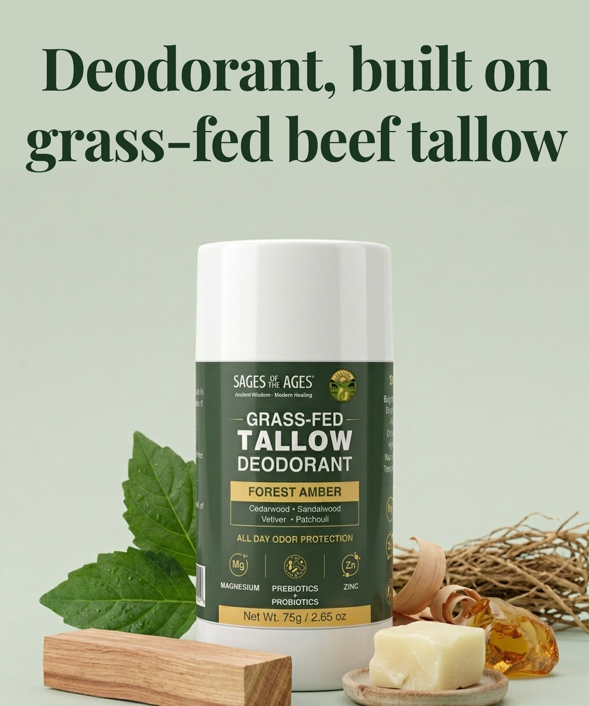Grass-Fed Tallow Magnesium & Zinc Deodorant