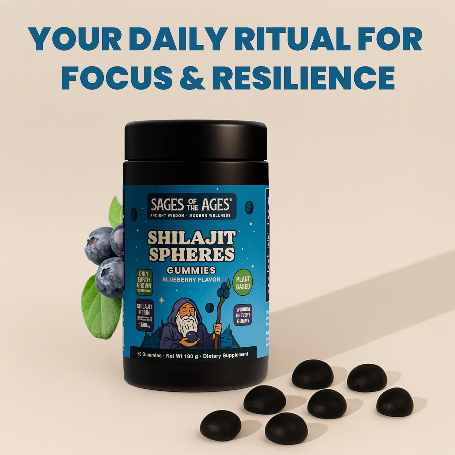 Shilajit Gummies-1500mg per Serving – Plant-Based, Sugar-Free