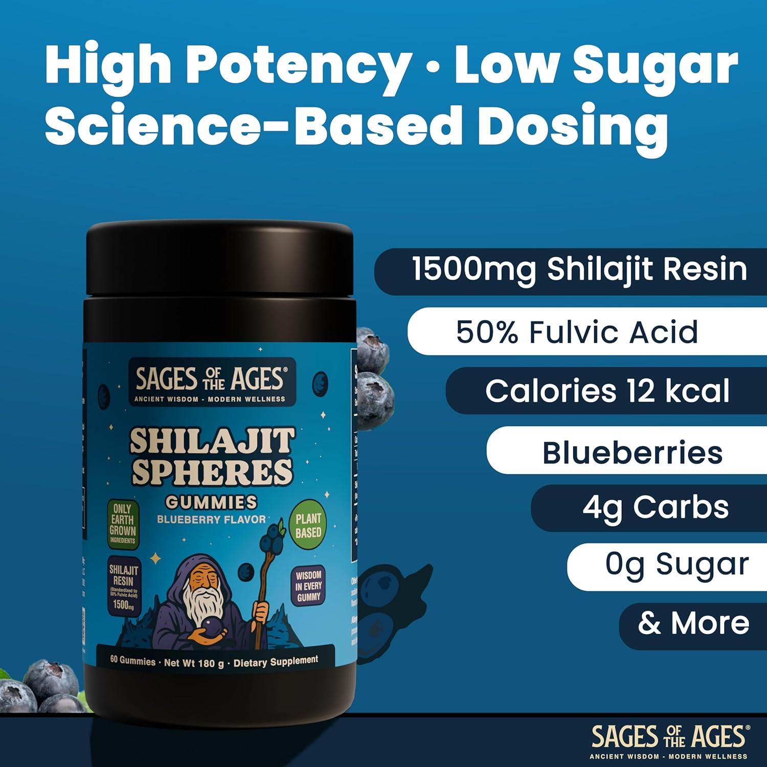 Shilajit Gummies-1500mg per Serving – Plant-Based, Sugar-Free