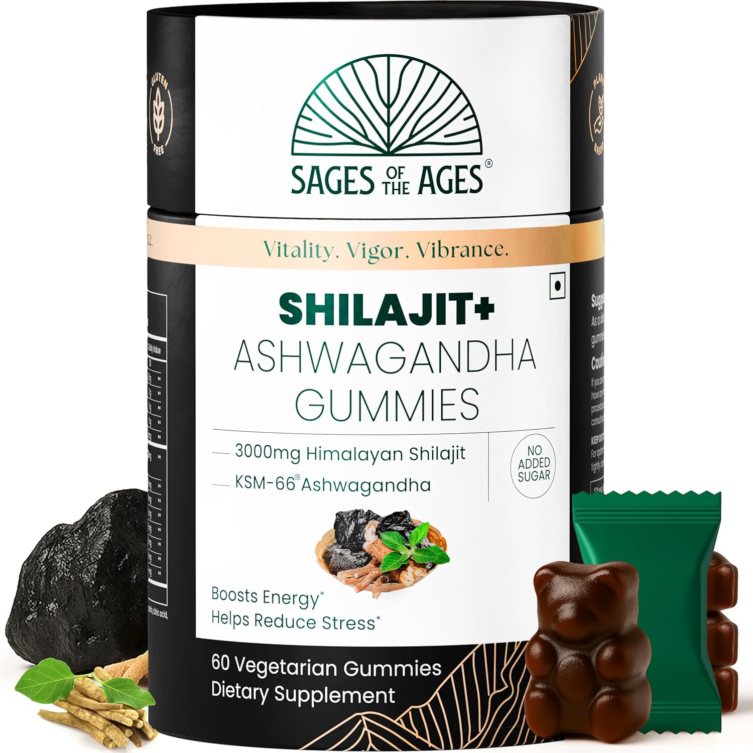 Sages Of The Ages Shilajit Gummies - KSM 66 Ashwagandha 60 Gummies